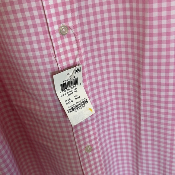 NWT Club Room Men’s Button Down Dress Shirt Pink Checkered Size XL - Picture 2 of 5